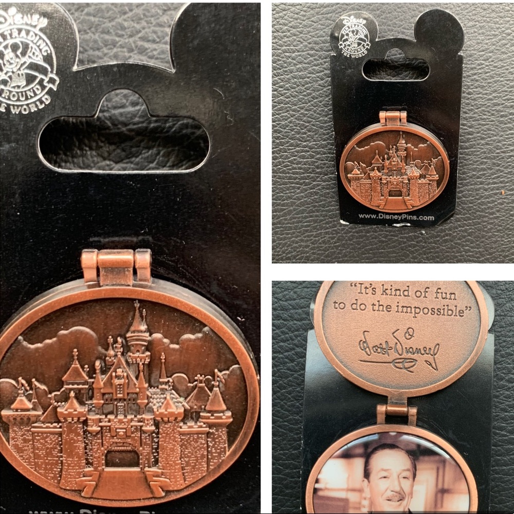 Walt Disney/Disneyland flip pin w/Walt pic/quote